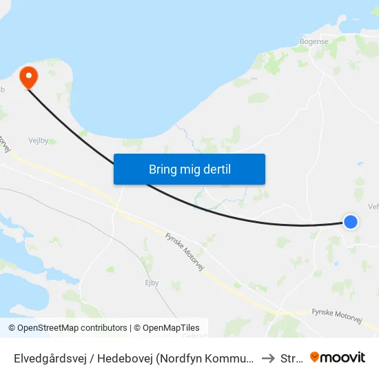 Elvedgårdsvej / Hedebovej (Nordfyn Kommune) to Strib map