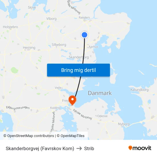 Skanderborgvej (Favrskov Kom) to Strib map