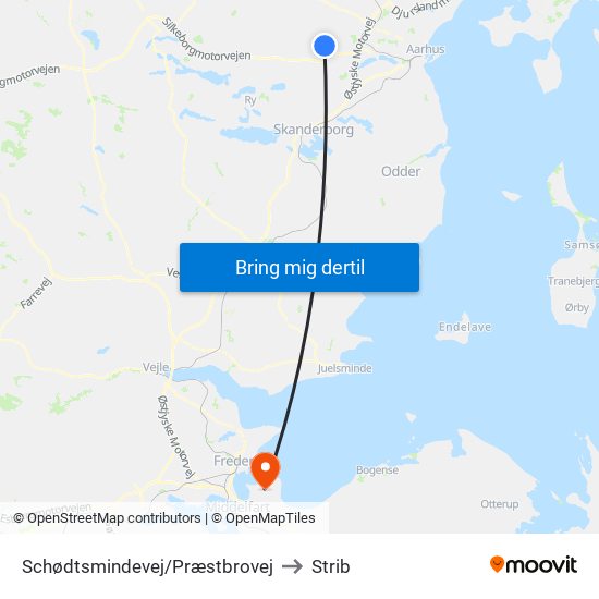 Schødtsmindevej/Præstbrovej to Strib map