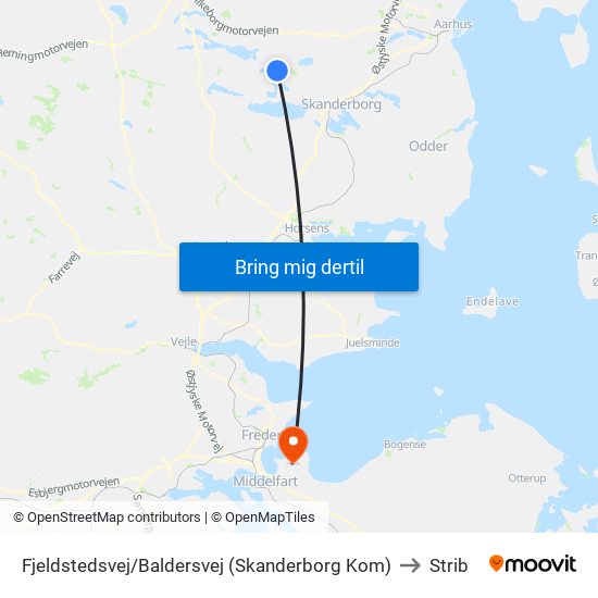 Fjeldstedsvej/Baldersvej (Skanderborg Kom) to Strib map