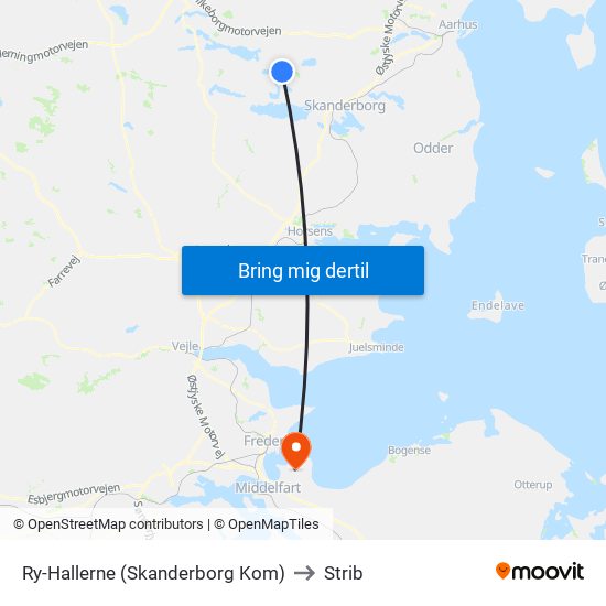 Ry-Hallerne (Skanderborg Kom) to Strib map