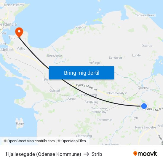 Hjallesegade (Odense Kommune) to Strib map