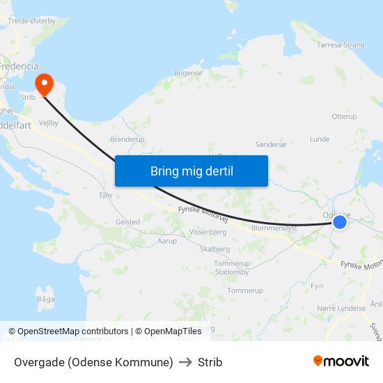 Overgade (Odense Kommune) to Strib map