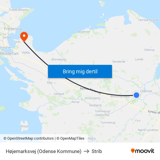 Højemarksvej (Odense Kommune) to Strib map