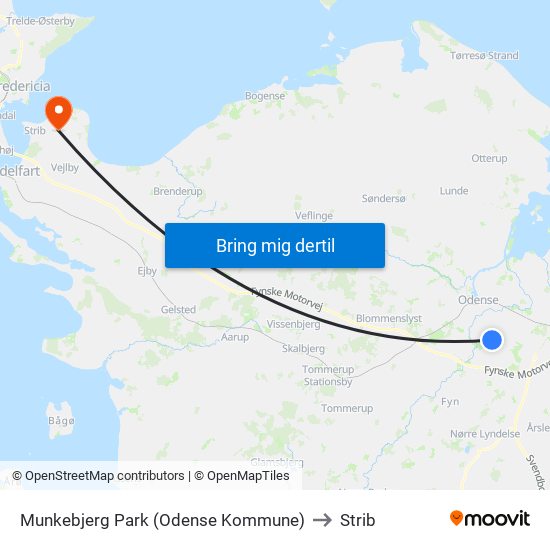 Munkebjerg Park (Odense Kommune) to Strib map