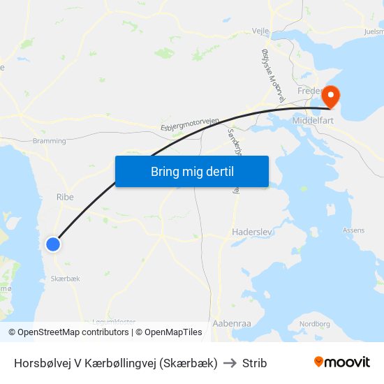 Horsbølvej V Kærbøllingvej (Skærbæk) to Strib map