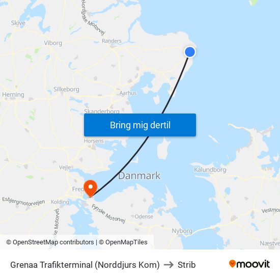 Grenaa Trafikterminal (Norddjurs Kom) to Strib map