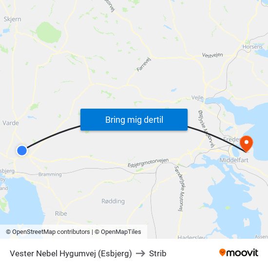 Vester Nebel Hygumvej (Esbjerg) to Strib map