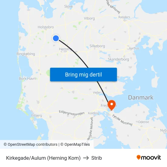 Kirkegade/Aulum (Herning Kom) to Strib map