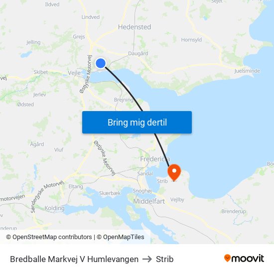 Bredballe Markvej V Humlevangen to Strib map