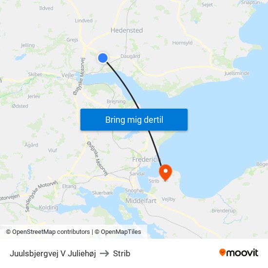Juulsbjergvej V Juliehøj to Strib map