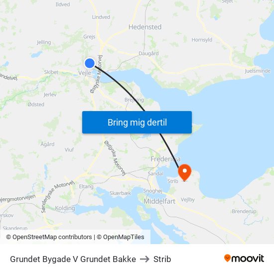 Grundet Bygade V Grundet Bakke to Strib map