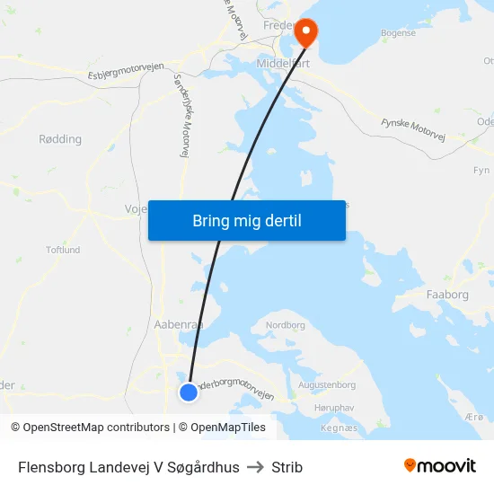 Flensborg Landevej V Søgårdhus to Strib map