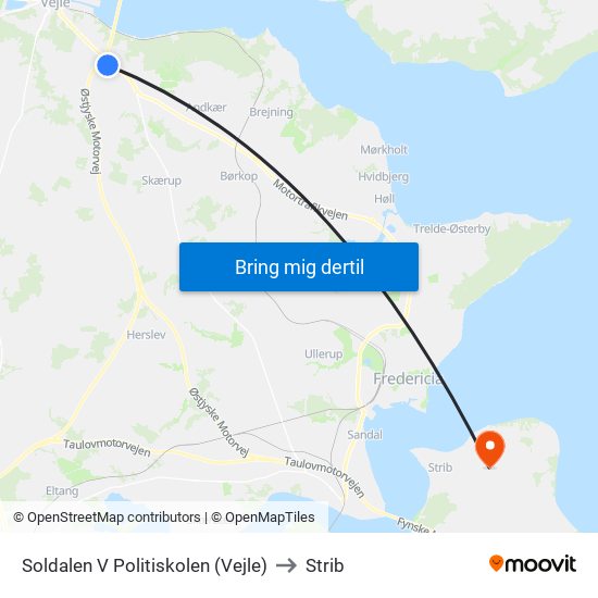 Soldalen V Politiskolen (Vejle) to Strib map