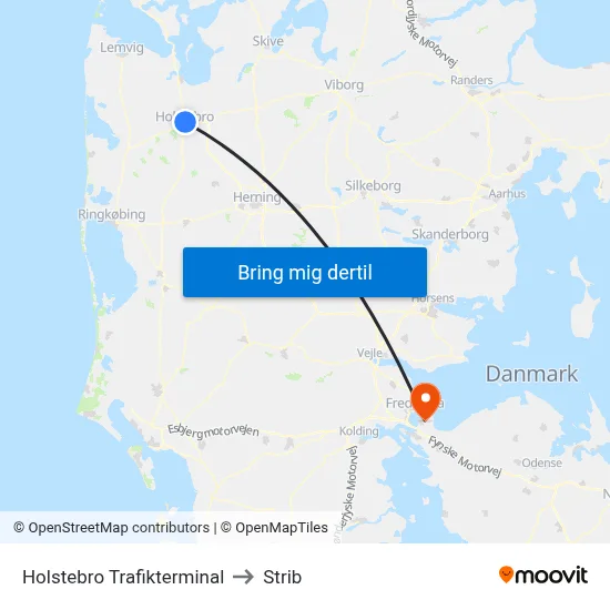 Holstebro Trafikterminal to Strib map