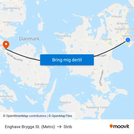 Enghave Brygge St. (Metro) to Strib map