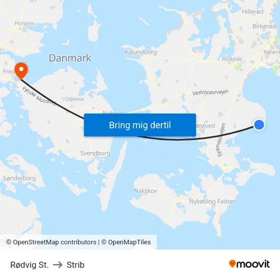 Rødvig St. to Strib map