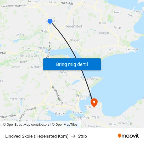 Lindved Skole (Hedensted Kom) to Strib map