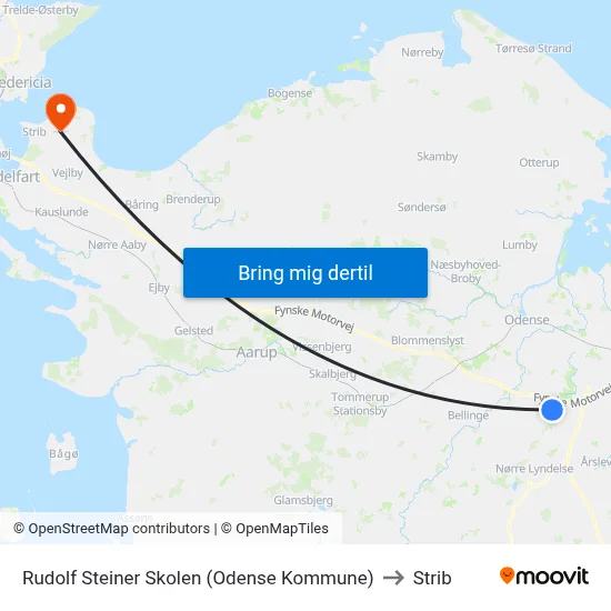 Rudolf Steiner Skolen (Odense Kommune) to Strib map
