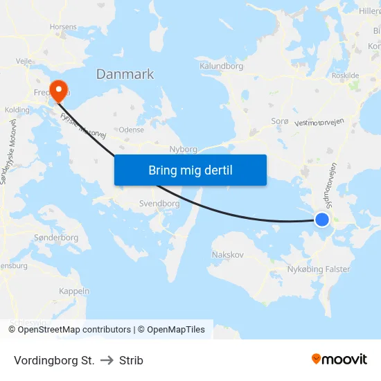 Vordingborg St. to Strib map