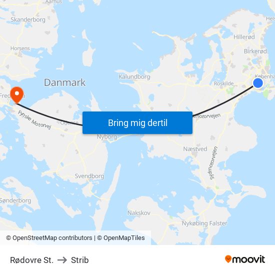 Rødovre St. to Strib map