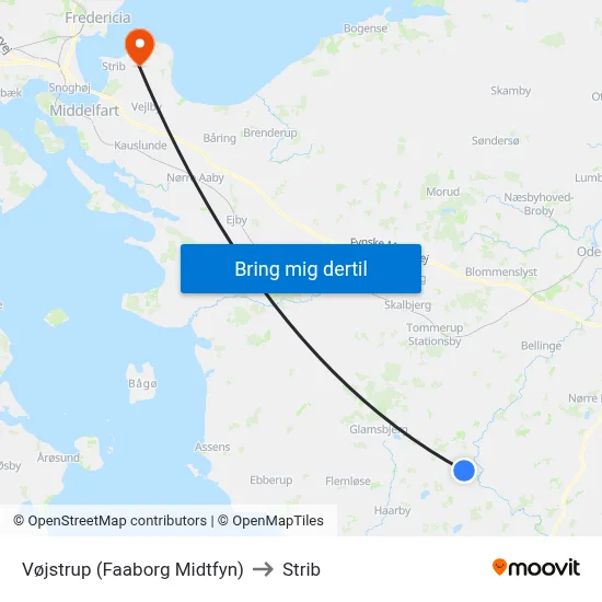 Vøjstrup (Faaborg Midtfyn) to Strib map