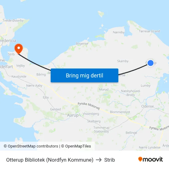 Otterup Bibliotek (Nordfyn Kommune) to Strib map