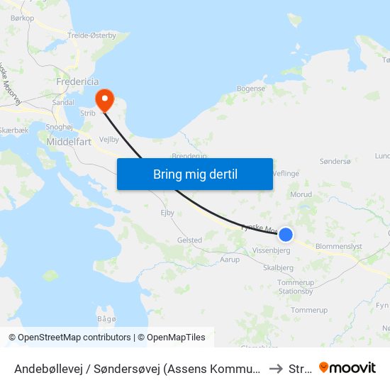 Andebøllevej / Søndersøvej (Assens Kommune) to Strib map