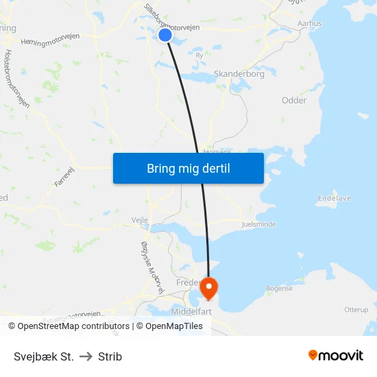 Svejbæk St. to Strib map