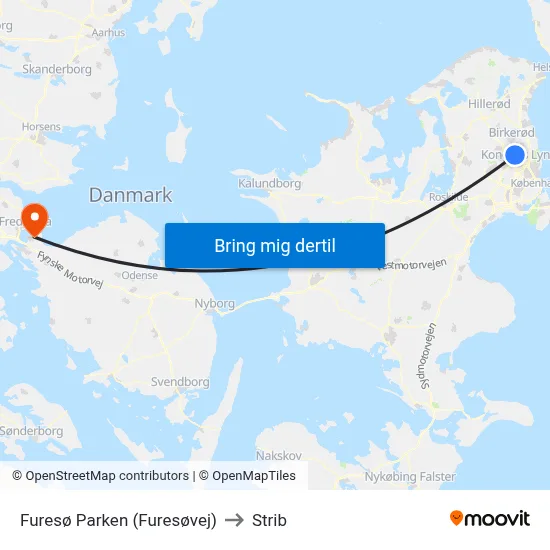 Furesø Parken (Furesøvej) to Strib map