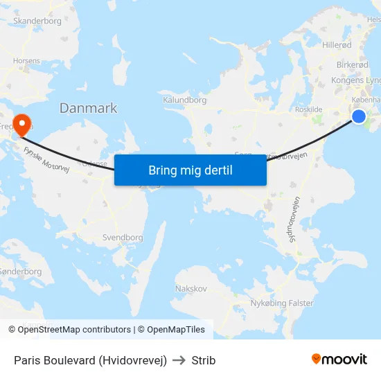 Paris Boulevard (Hvidovrevej) to Strib map