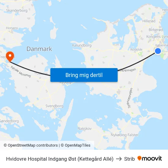 Hvidovre Hospital Indgang Øst (Kettegård Allé) to Strib map