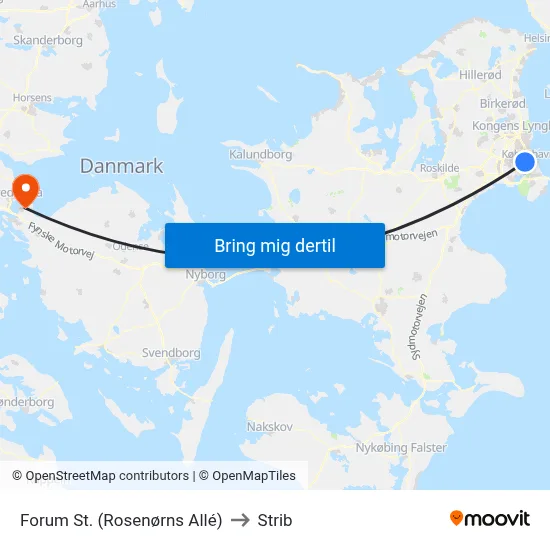 Forum St. (Rosenørns Allé) to Strib map