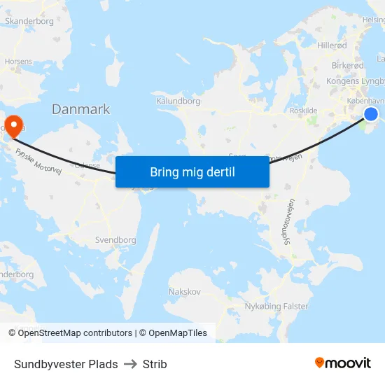 Sundbyvester Plads to Strib map