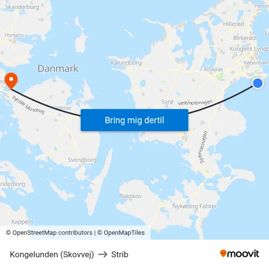 Kongelunden (Skovvej) to Strib map
