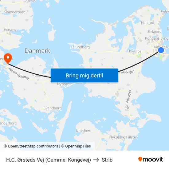 H.C. Ørsteds Vej (Gammel Kongevej) to Strib map