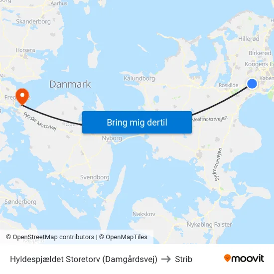 Hyldespjældet Storetorv (Damgårdsvej) to Strib map