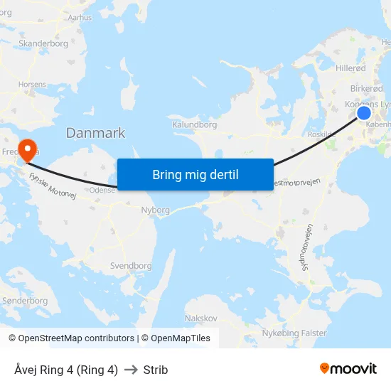 Åvej Ring 4 (Ring 4) to Strib map