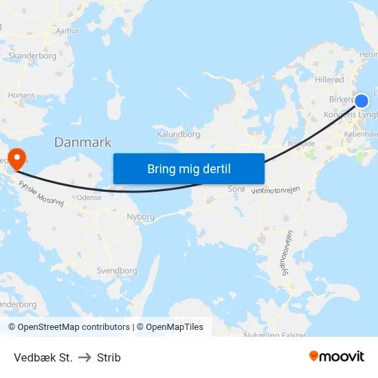 Vedbæk St. to Strib map