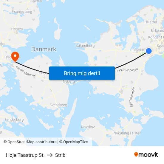 Høje Taastrup St. to Strib map