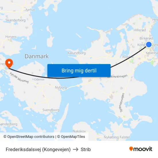 Frederiksdalsvej (Kongevejen) to Strib map