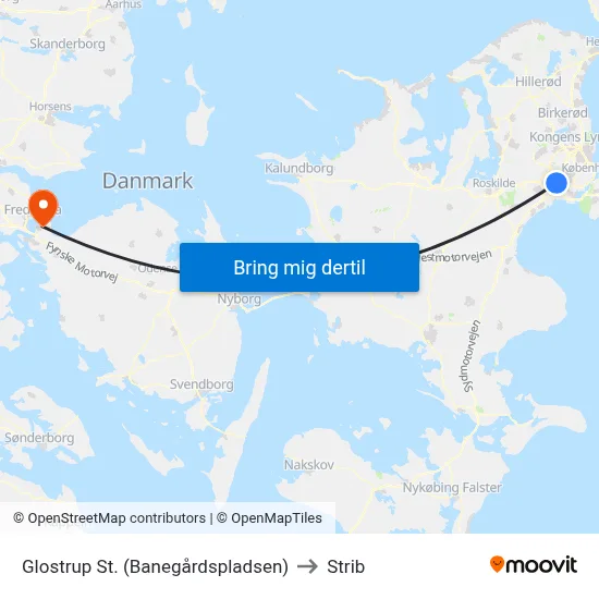 Glostrup St. (Banegårdspladsen) to Strib map