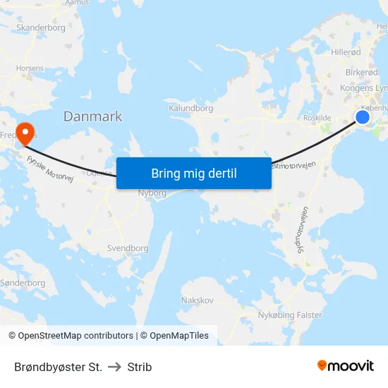 Brøndbyøster St. to Strib map