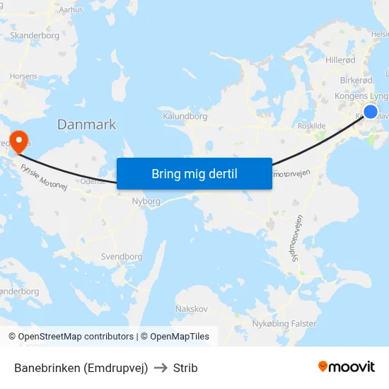 Banebrinken (Emdrupvej) to Strib map