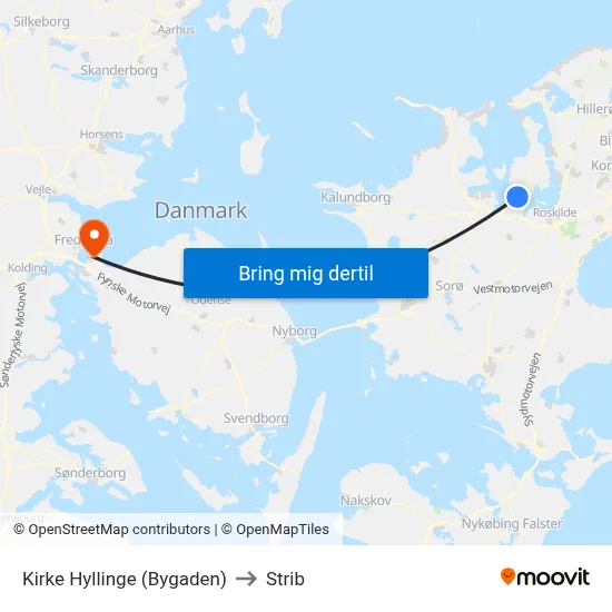 Kirke Hyllinge (Bygaden) to Strib map