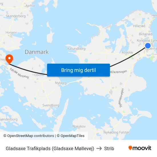 Gladsaxe Trafikplads (Gladsaxe Møllevej) to Strib map