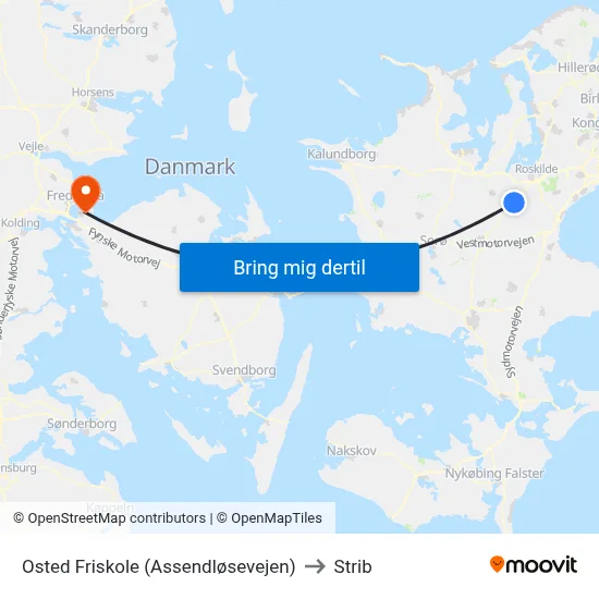 Osted Friskole (Assendløsevejen) to Strib map