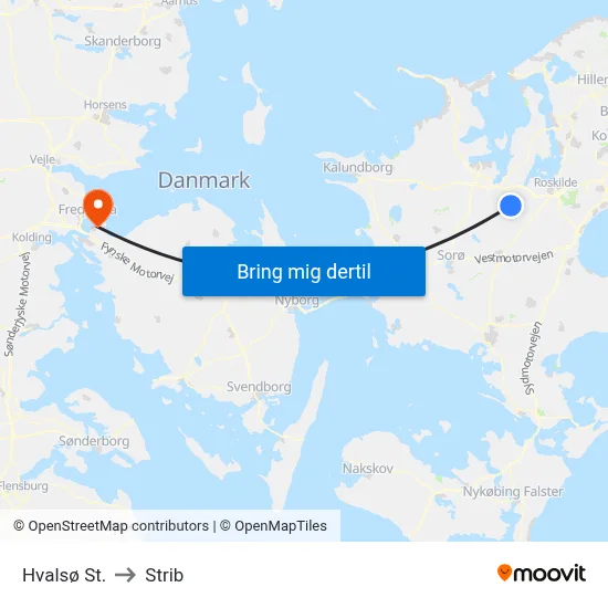Hvalsø St. to Strib map