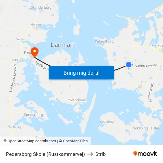 Pedersborg Skole (Rustkammervej) to Strib map