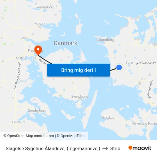 Slagelse Sygehus Ålandsvej (Ingemannsvej) to Strib map